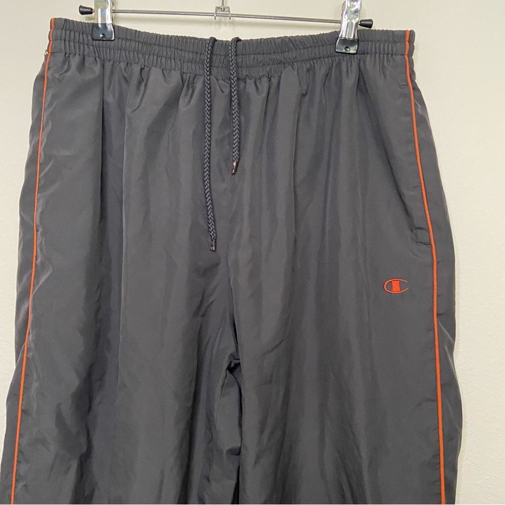 Vintage Y2K Champion Nylon Track Pants, Gray/Orange, Size Medium Zipper Legs